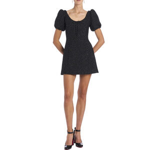 Markarian Women Esther Sequin Tweed Puff Sleeve Mini Dress Black Size 2